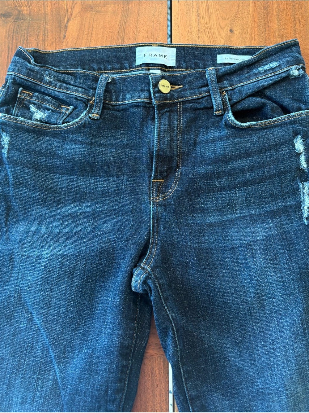 Frame Denim Dark Blue Straight-Leg Crop jeans size 26 - Picture 2 of 5